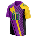 Custom Unisex Purple & Yellow Pattern Football Jersey