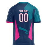 Custom Unisex Navy & Pink Pattern Football Jersey