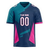 Custom Unisex Navy & Pink Pattern Football Jersey