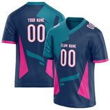 Custom Unisex Navy & Pink Pattern Football Jersey