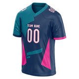 Custom Unisex Navy & Pink Pattern Football Jersey