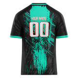 Custom Unisex Black & Teal Pattern Football Jersey