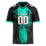 Custom Unisex Black & Teal Pattern Football Jersey