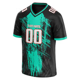 Custom Unisex Black & Teal Pattern Football Jersey