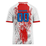 Custom Unisex White & Red Pattern Football Jersey