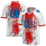 Custom Unisex White & Red Pattern Football Jersey