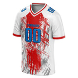 Custom Unisex White & Red Pattern Football Jersey