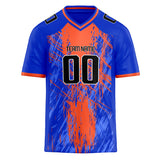 Custom Unisex Blue & Orange Pattern Football Jersey