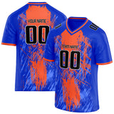 Custom Unisex Blue & Orange Pattern Football Jersey