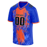 Custom Unisex Blue & Orange Pattern Football Jersey