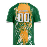 Custom Unisex Kelly Green & Orange Pattern Football Jersey