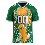 Custom Unisex Kelly Green & Orange Pattern Football Jersey