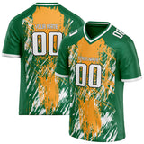 Custom Unisex Kelly Green & Orange Pattern Football Jersey