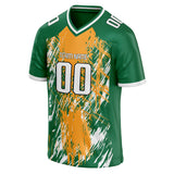 Custom Unisex Kelly Green & Orange Pattern Football Jersey