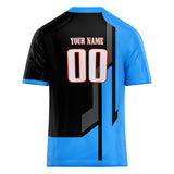 Custom Unisex Black & Blue Pattern Football Jersey