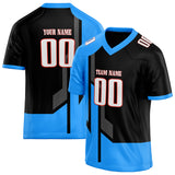 Custom Unisex Black & Blue Pattern Football Jersey