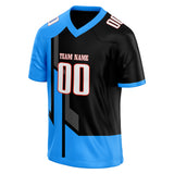 Custom Unisex Black & Blue Pattern Football Jersey