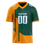 Custom Unisex Kelly Green & Orange Pattern Football Jersey