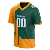 Custom Unisex Kelly Green & Orange Pattern Football Jersey