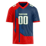 Custom Unisex Navy & Red Pattern Football Jersey