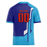 Custom Unisex Purple & Light Blue Pattern Football Jersey