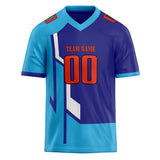 Custom Unisex Purple & Light Blue Pattern Football Jersey