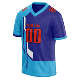 Custom Unisex Purple & Light Blue Pattern Football Jersey