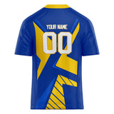 Custom Unisex Blue & Yellow Pattern Football Jersey