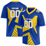 Custom Unisex Blue & Yellow Pattern Football Jersey