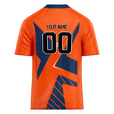 Custom Unisex Orange & Navy Pattern Football Jersey