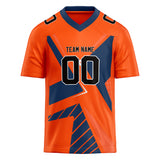 Custom Unisex Orange & Navy Pattern Football Jersey