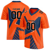 Custom Unisex Orange & Navy Pattern Football Jersey