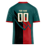 Custom Unisex Green & Red Pattern Football Jersey