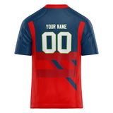 Custom Unisex Red & Navy Pattern Football Jersey