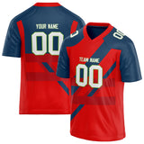 Custom Unisex Red & Navy Pattern Football Jersey