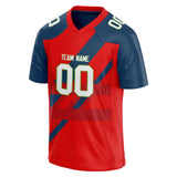 Custom Unisex Red & Navy Pattern Football Jersey