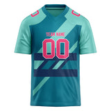 Custom Unisex Cyan Blue & Teal Pattern Football Jersey