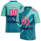 Custom Unisex Cyan Blue & Teal Pattern Football Jersey