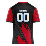 Custom Unisex Black & Crimson Pattern Football Jersey