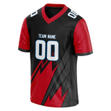 Custom Unisex Black & Crimson Pattern Football Jersey