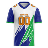 Custom Unisex White & Royal Pattern Football Jersey