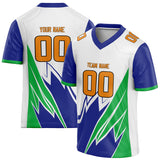 Custom Unisex White & Royal Pattern Football Jersey