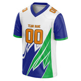 Custom Unisex White & Royal Pattern Football Jersey