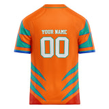 Custom Unisex Orange & Teal Pattern Football Jersey