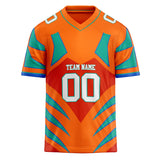 Custom Unisex Orange & Teal Pattern Football Jersey