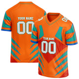 Custom Unisex Orange & Teal Pattern Football Jersey