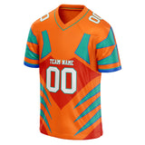 Custom Unisex Orange & Teal Pattern Football Jersey