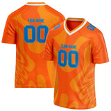 Custom Unisex Orange & Blue Pattern Football Jersey