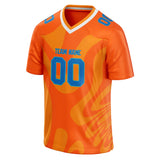 Custom Unisex Orange & Blue Pattern Football Jersey