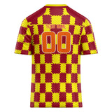 Custom Unisex Crimson & Yellow Pattern Football Jersey